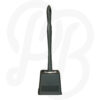 Dark grey plastic toilet brush and square holder set with a ventilated, quick-drying base